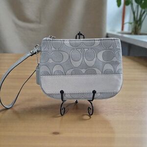 COACH Silver and Gray Wristlet